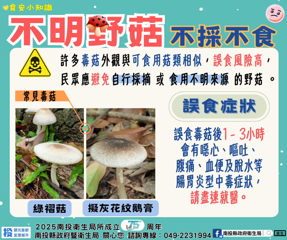 不明野菇、不採不食
